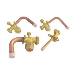 1/4" 3/8" 1/2" 5/8" Copper Split Service Valve L Bend Gas Stop AC Outdoor Brass Air Conditioner Parts